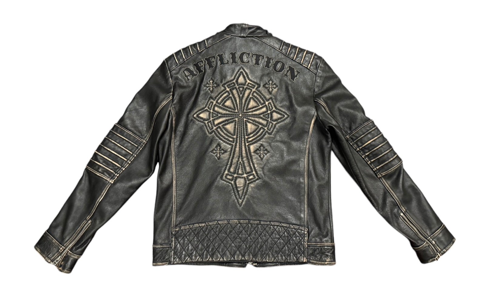 Affliction Men’s Limited Edition #245 Black Leather Moto Jacket RARE Size Large