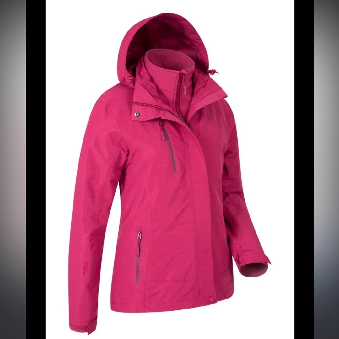Marmot 3-in-1 full zipper hooded jacket pink convertible fleece windbreaker S