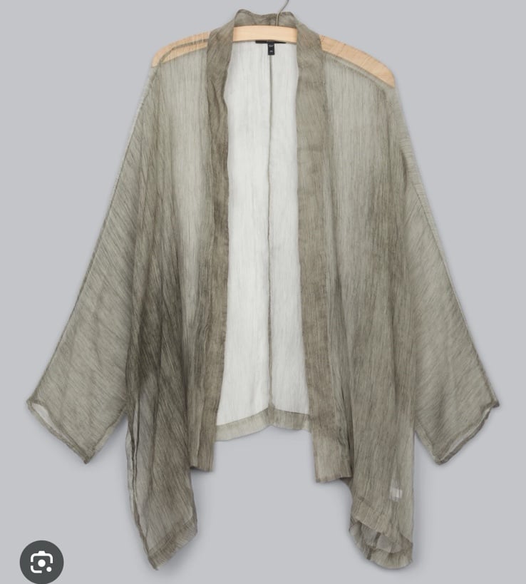 Eileen Fisher Maltinto Crinkle Chiffon Silk Topper Jacket Kimono Cardigan XL NWT