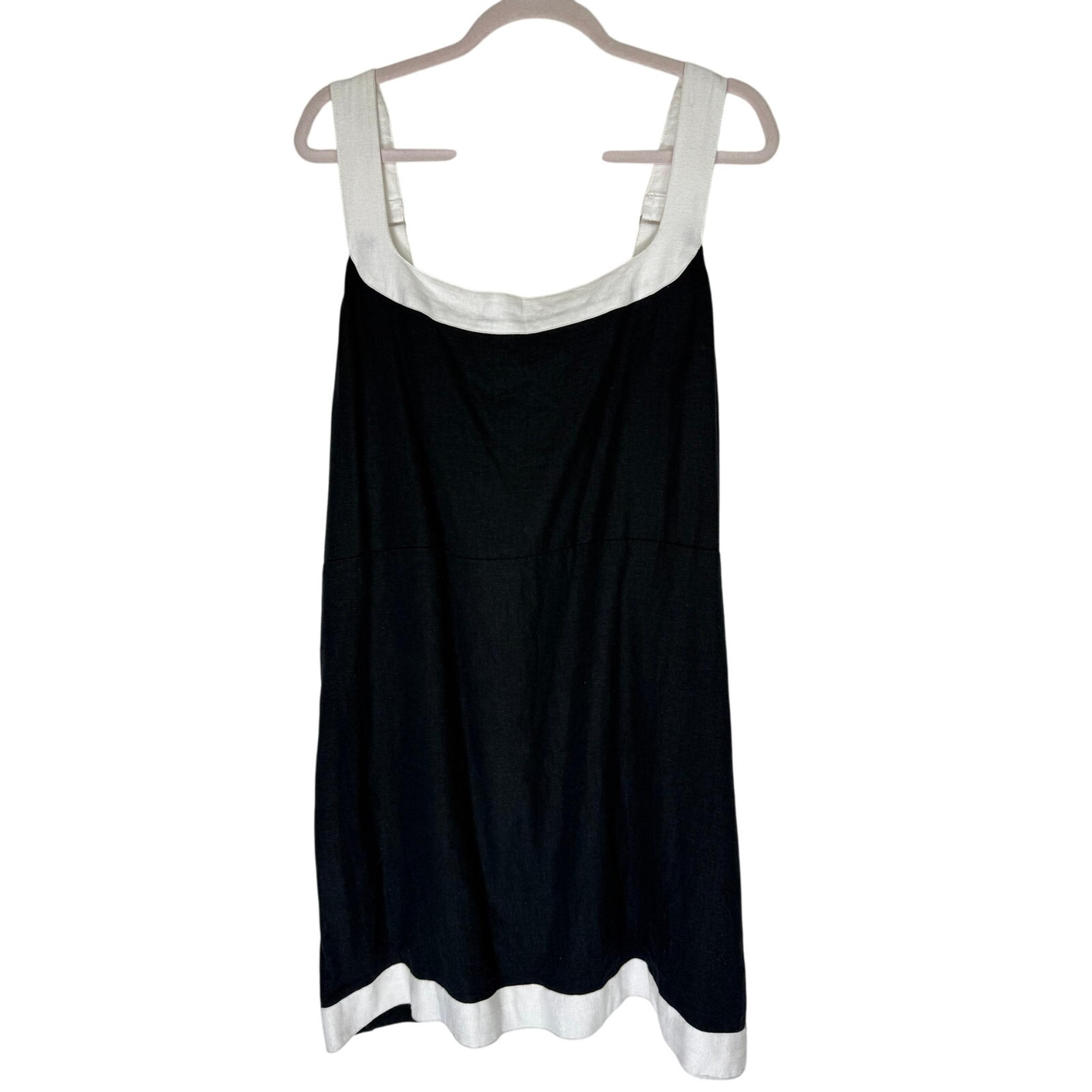 NWT Abercrombie & Fitch Black & White Linen Blend Straps Sheath Dress Size XL