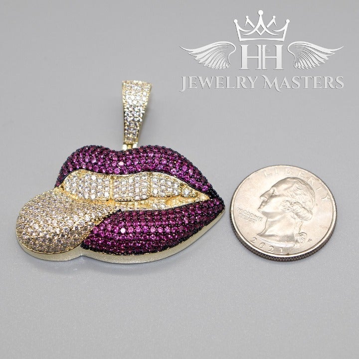 Lab Diamond CZ Micro Pave Lip Pendant