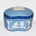 Vintage Wedgewood Blue And White Ceramic Ring Box Trinket Box Vanity Decor