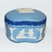 Vintage Wedgewood Blue And White Ceramic Ring Box Trinket Box Vanity Decor