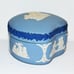 Vintage Wedgewood Blue And White Ceramic Ring Box Trinket Box Vanity Decor