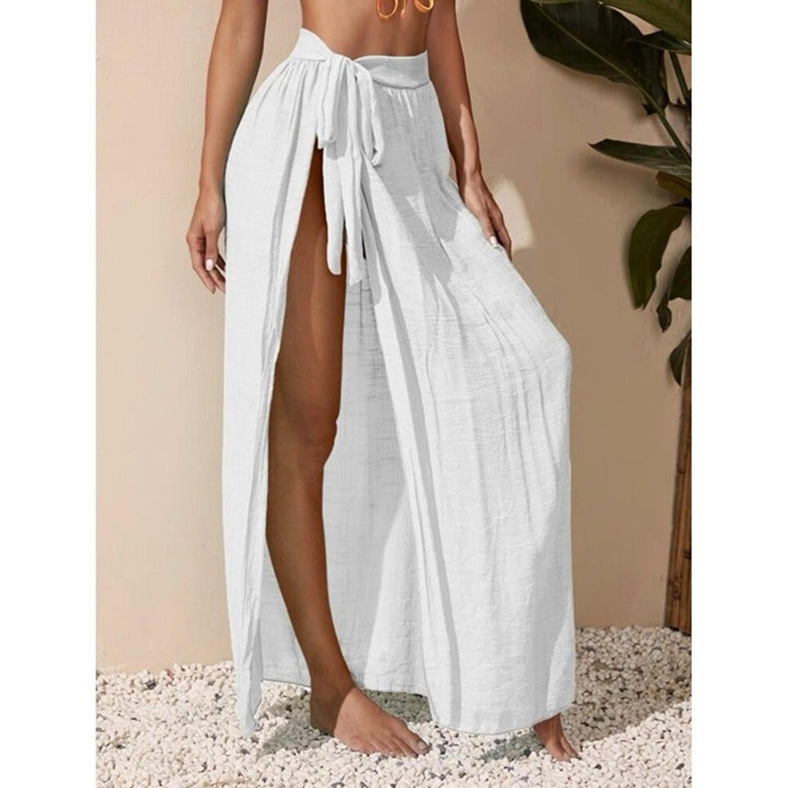 SHEIN white linen wrap skirt Medium