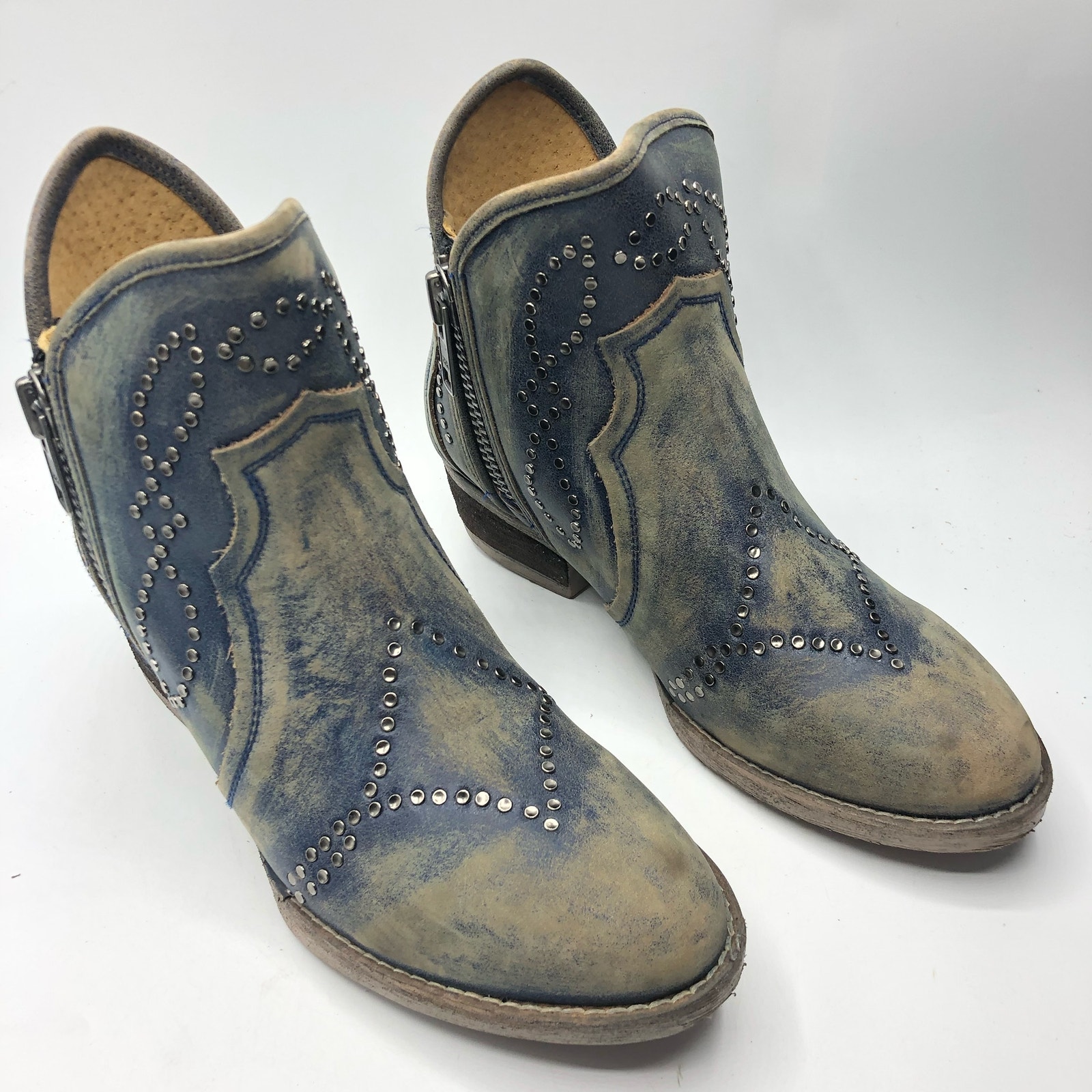Corral Womens Studs & Zipper Shortie Round Toe Ankle Boots Size 8.5