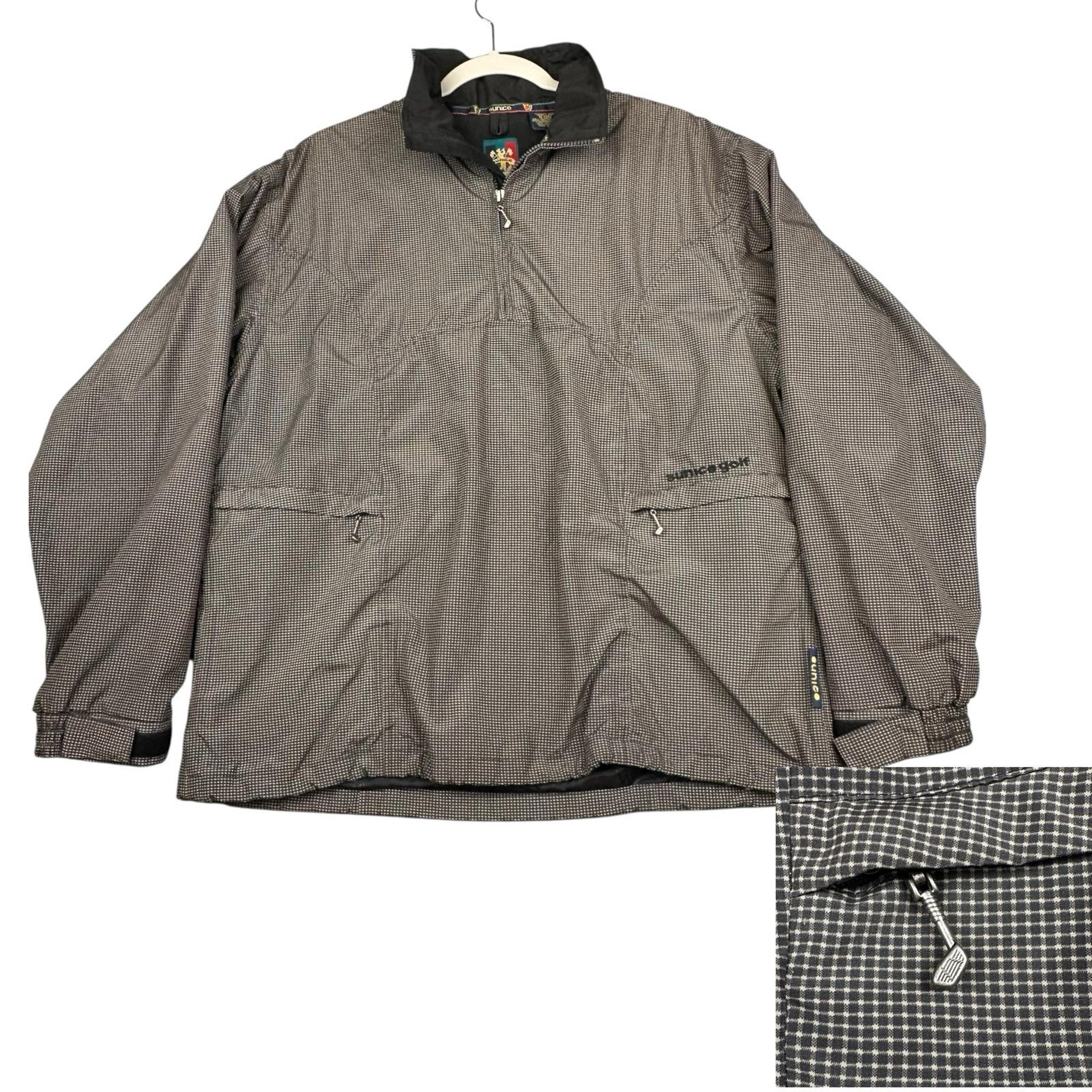 Sunice Windbreaker Jacket Mens L Gingham Check Pullover Golf Club Zipper Pulls