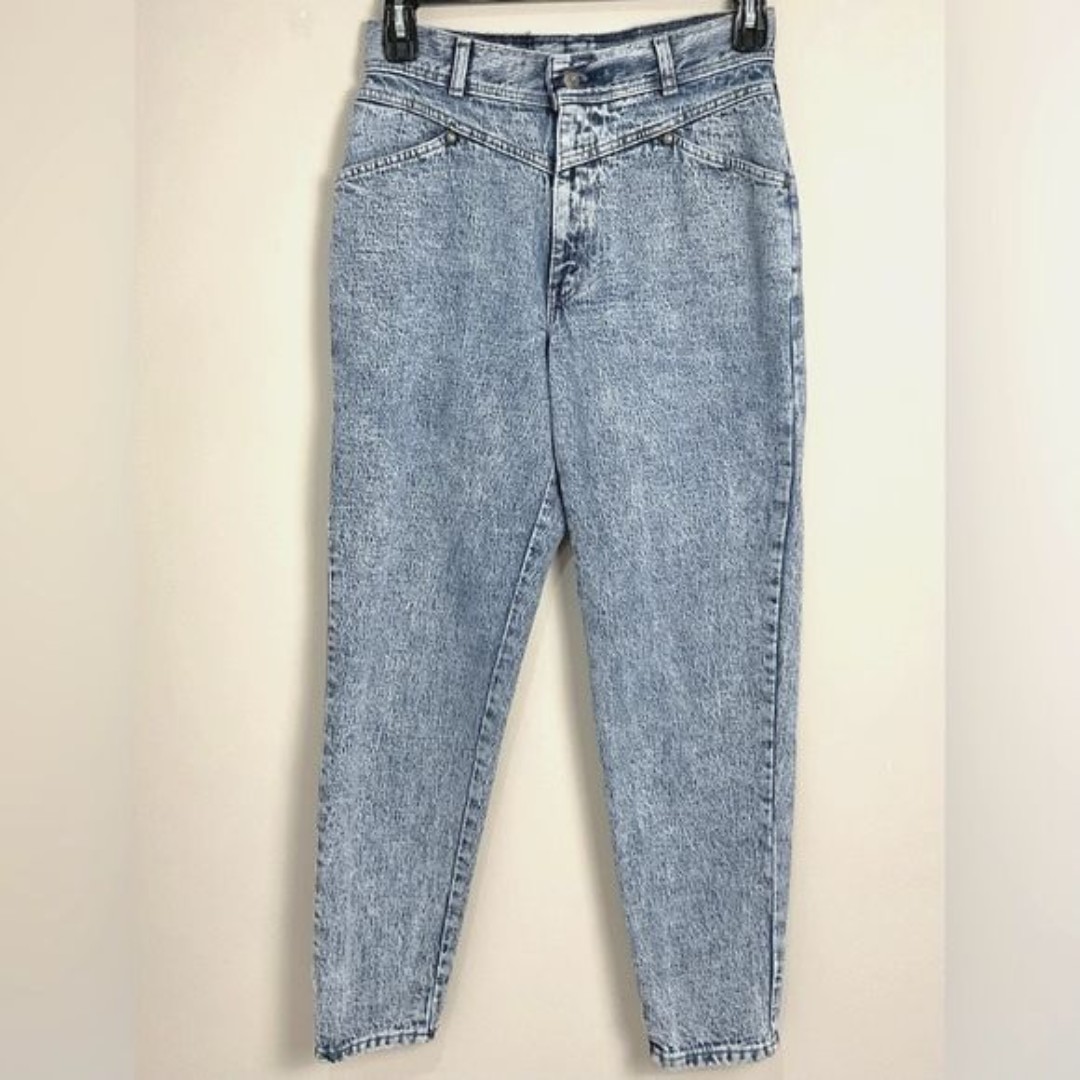 Levi’s Vintage Acid Wash Jeans 80s Sz 13 Yoke Front Tapered Leg High Waist