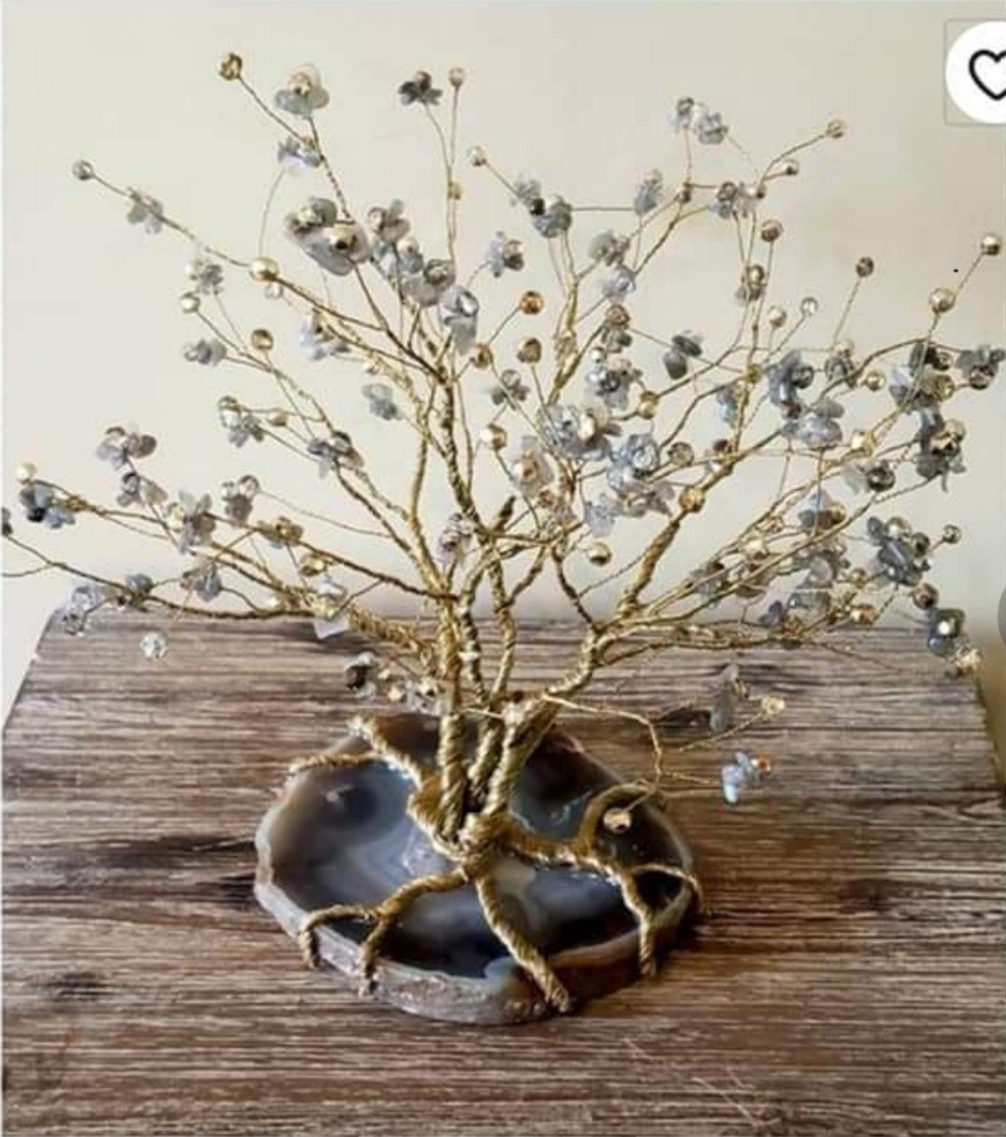 Twisted wire beaded Suncatcher genuine crystal base Bonsai tree