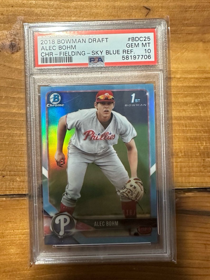 Alec Bohm 1st Bowman Chrome True Blue Rookie Refractor PSA 10