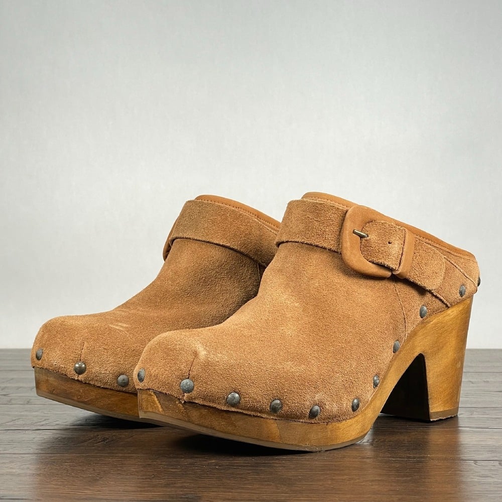 Matisse Stevie Clogs Womens 8 Brown Suede Wood Heeled Buckle Boho Western