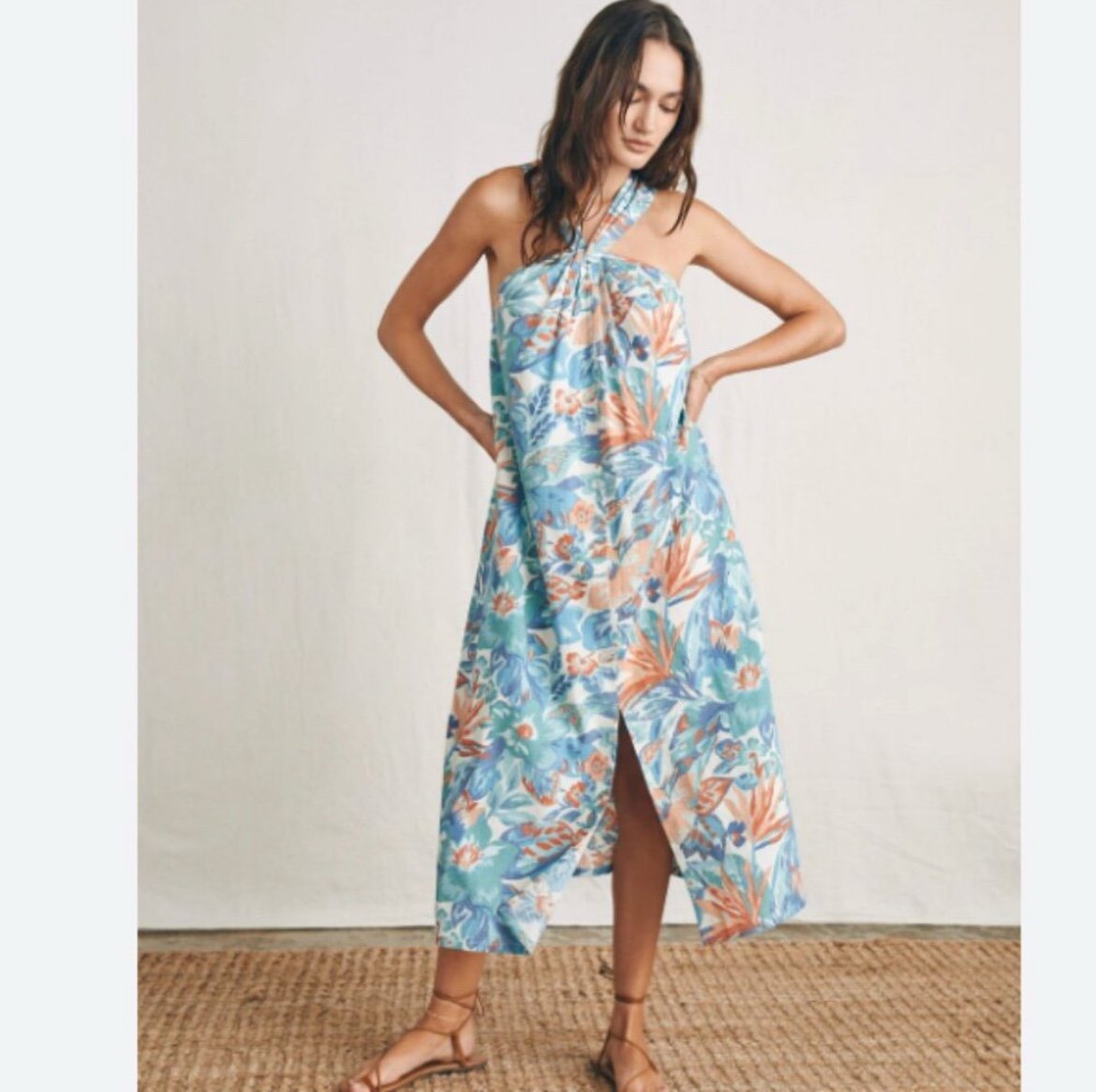 Faherty Paradise Blossom Floral Bay Twist Maxi Dress