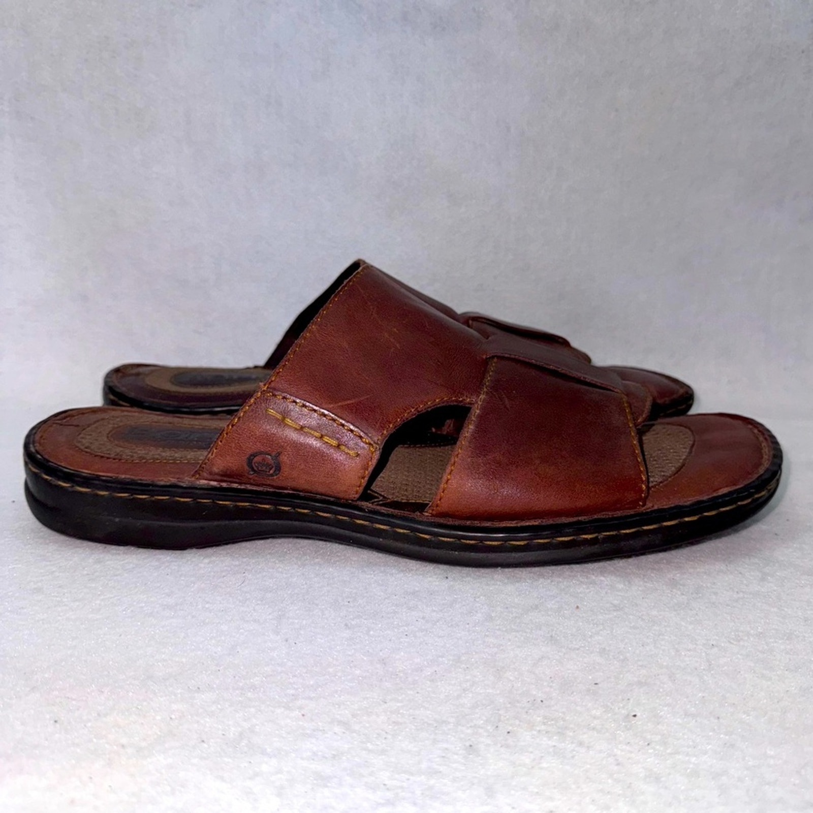 EUC Men’s Born Brown Leather Slides Sandals Slip-on size 13