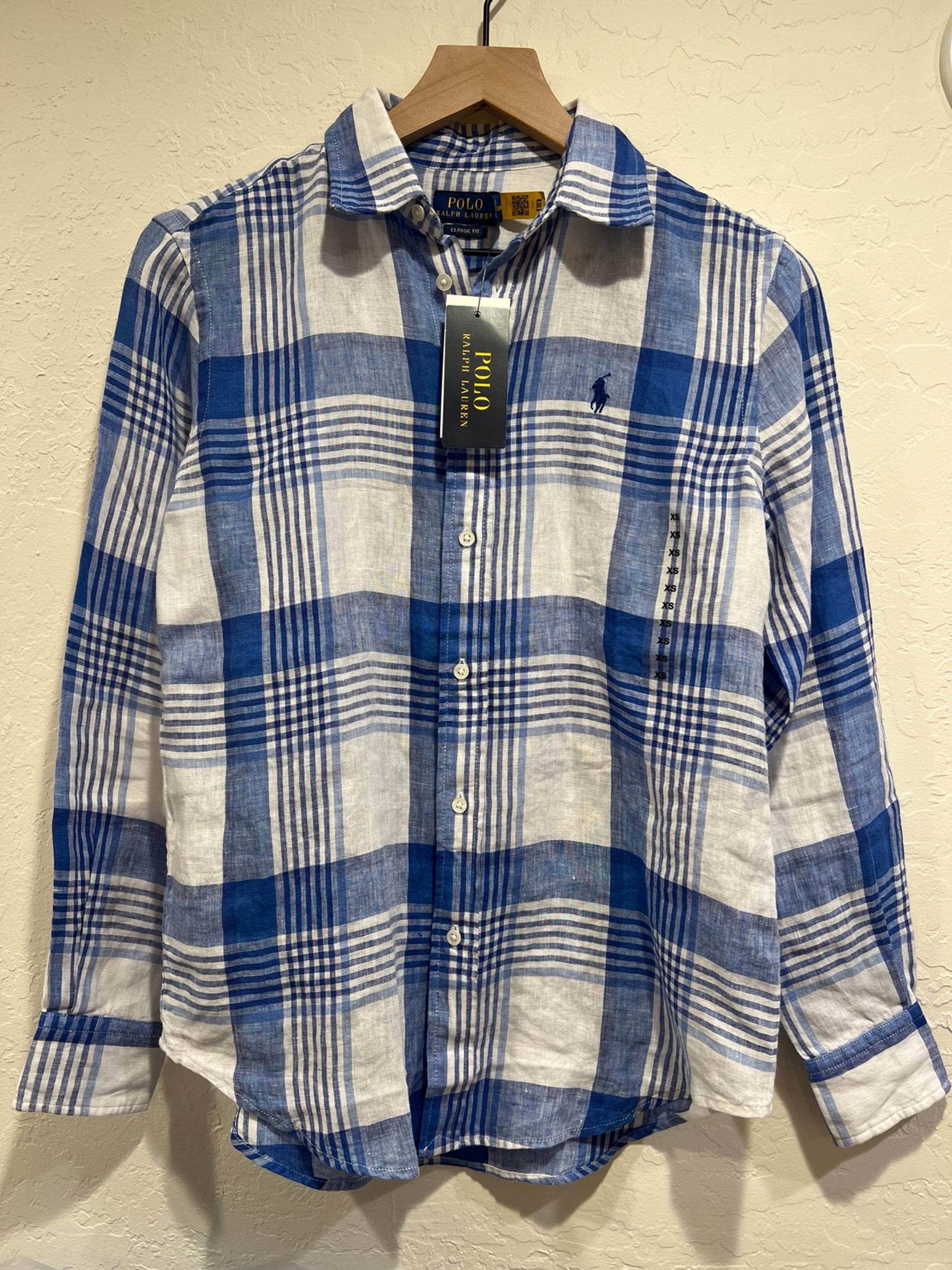 NWT Polo Ralph Lauren Classic Linen Button Shirt Women Size XS