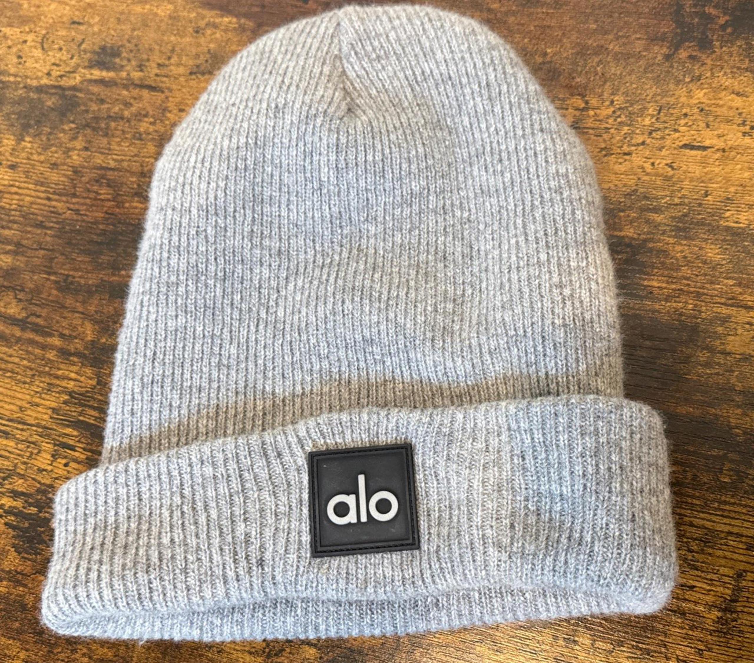 Alo Yoga Everyday Beanie Wool Blend Slouchy Gray