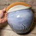 Vtg Duck Pond Pottery North Carolina Art Pottery Planter Flat Backed Blue Fish