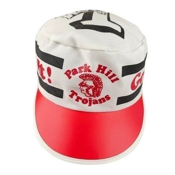 Vintage Park Hill Trojans Painters Cap Mens One Size White Red 80s High School
