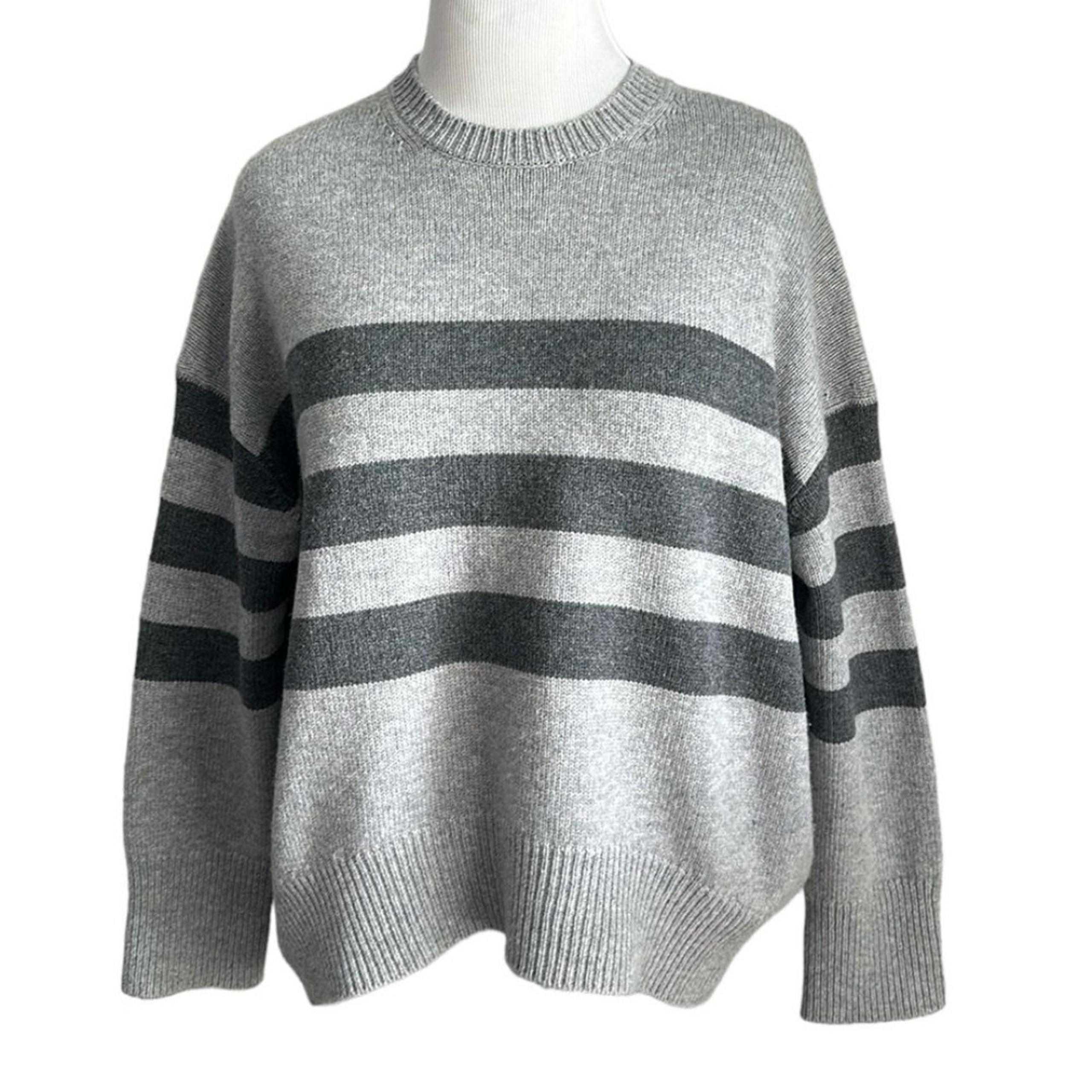Sundry Women's Gray Oversized Wool/Cashmere Crew Neck Sweater Stripe Size 2/M
