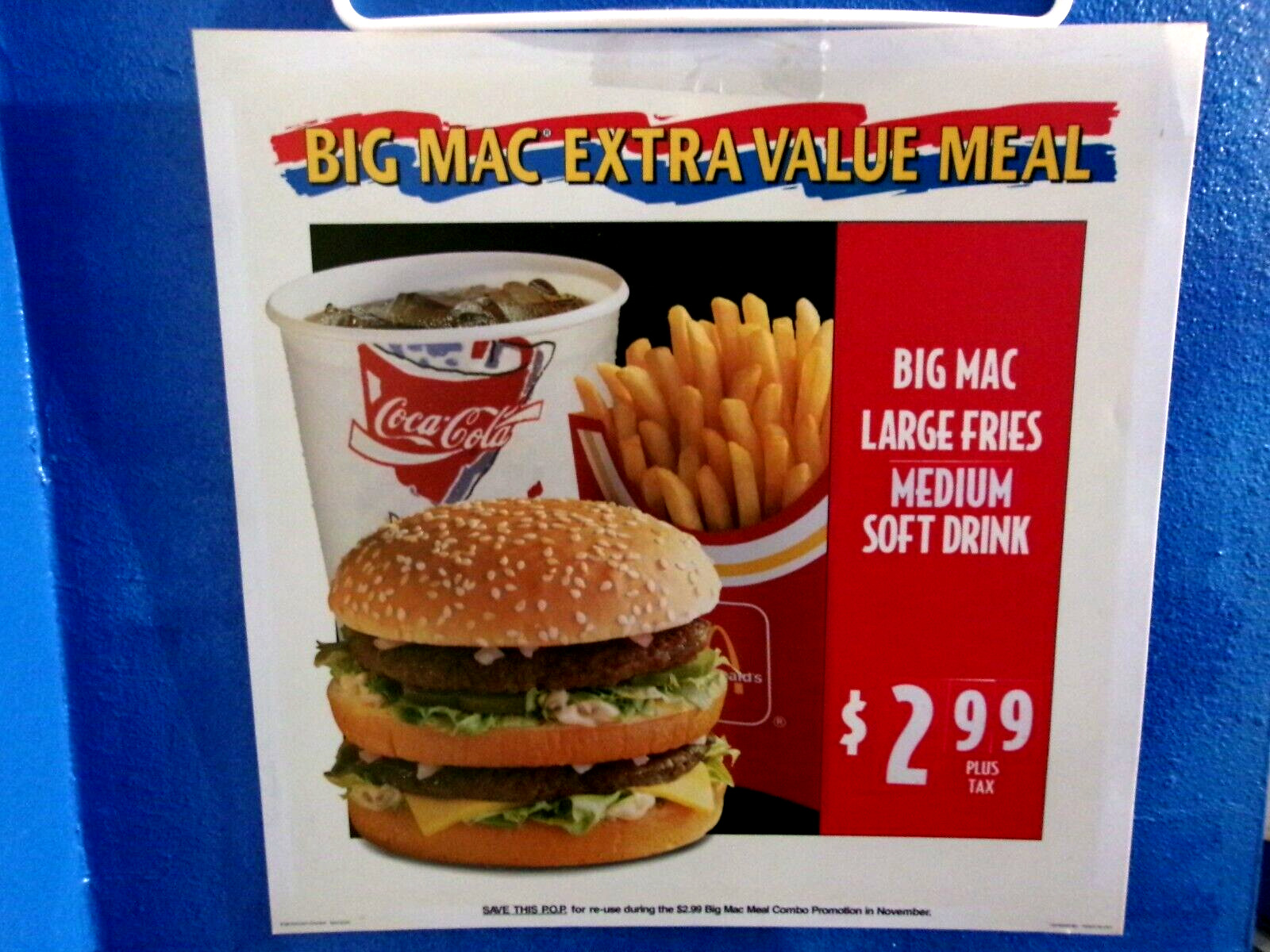 mcdonalds Big Mac extra value translite sign poster 21 3/4 x 21 3/4\