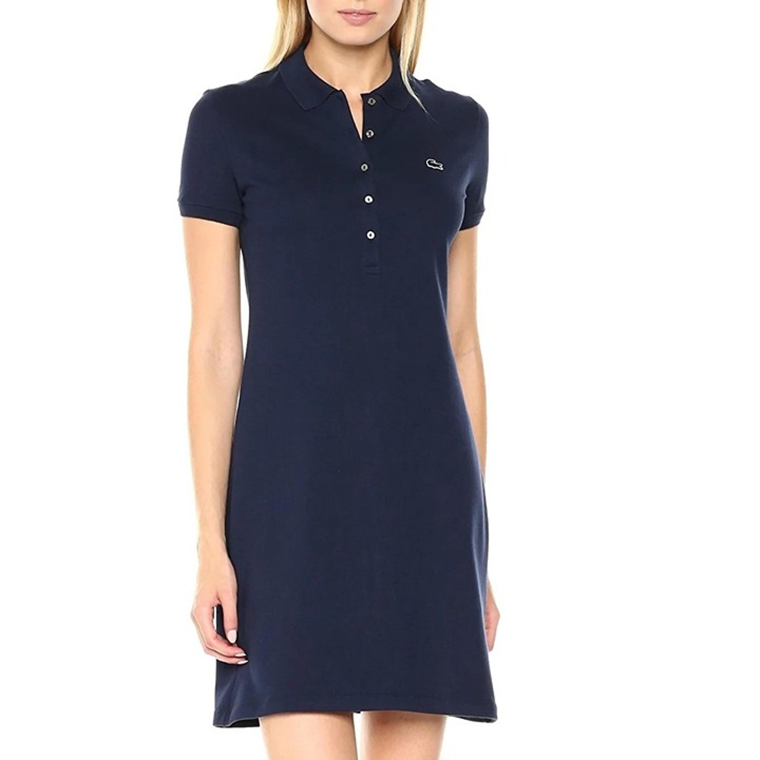 Lacoste Slim Fit Navy Polo Dress Womens Size 34 Cotton Elastane Short Sleeve