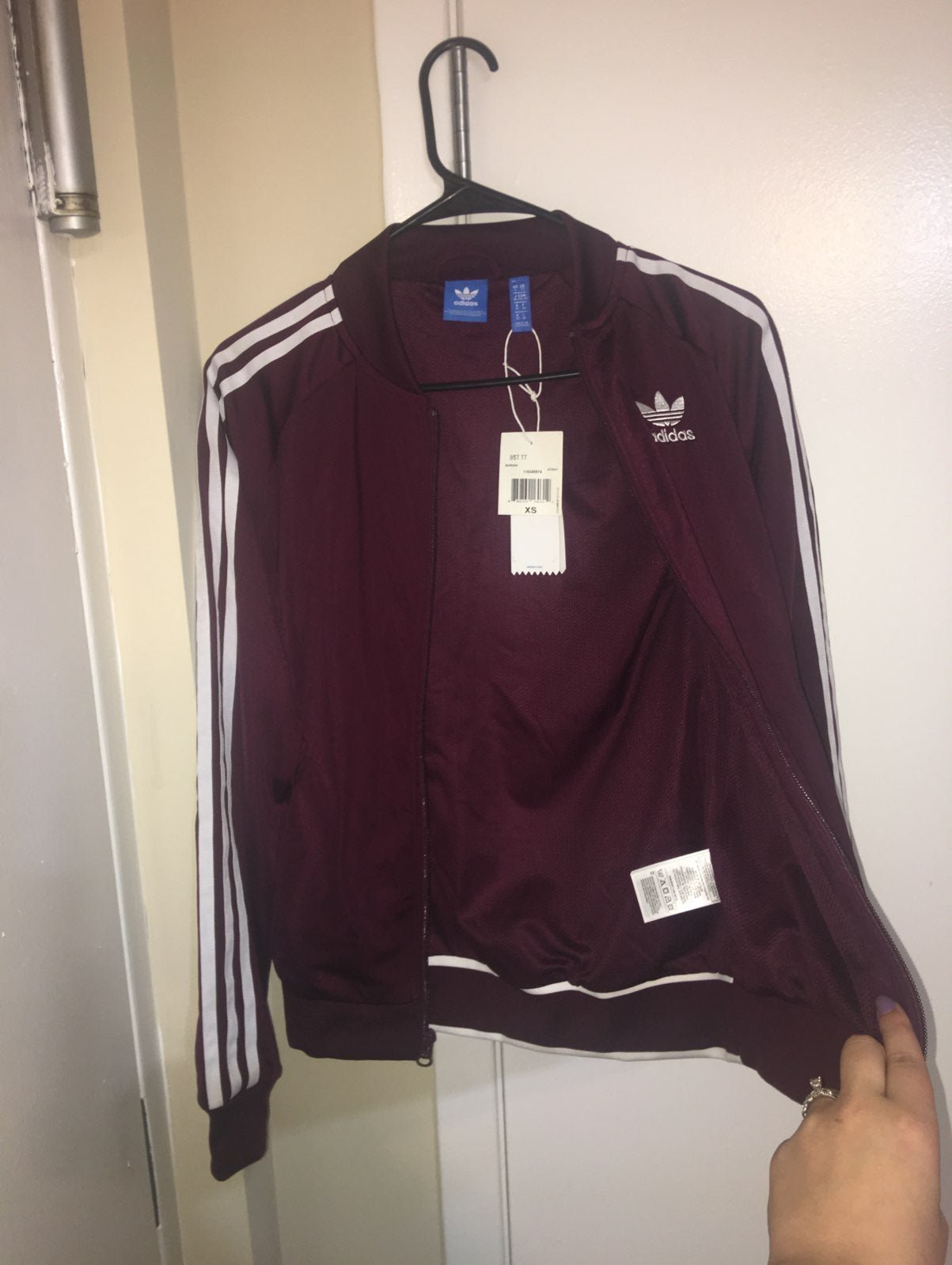 Brand New Adidas burgundy track Jacket
