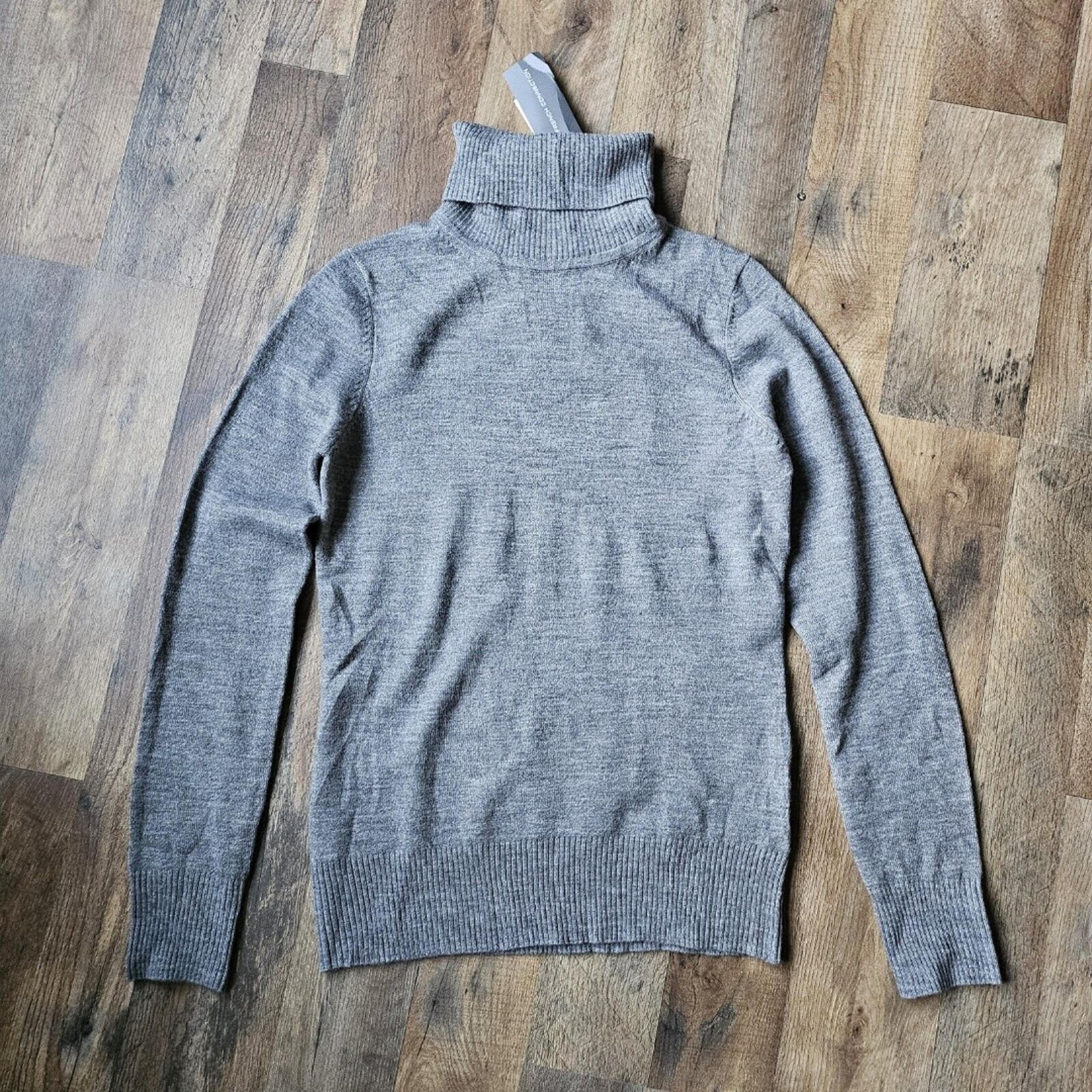 French Connection Womens Rib Hem Turtleneck Sweater Gray Size L NWT