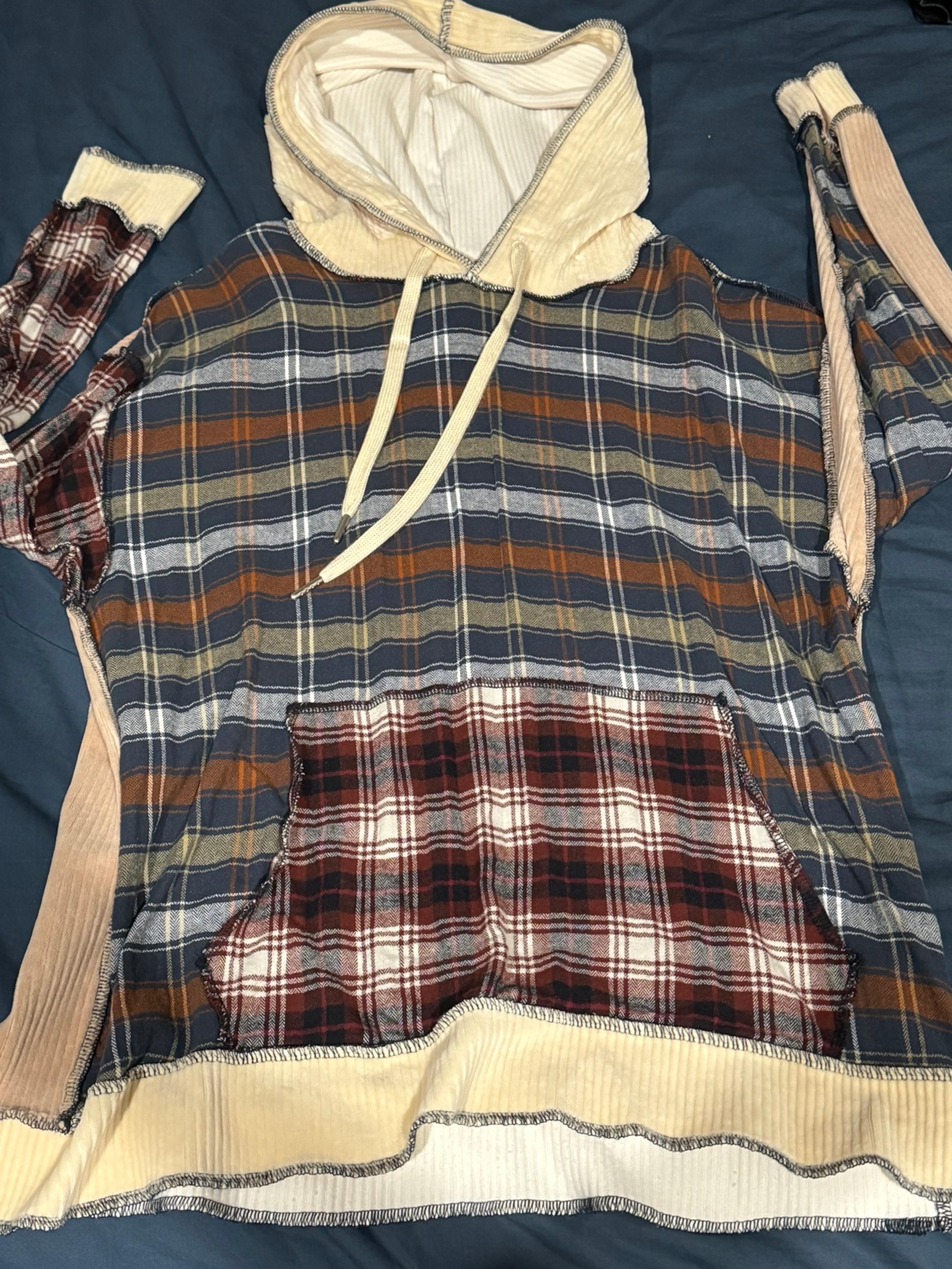 Forever 21 Plaid Colorblock Hoodie