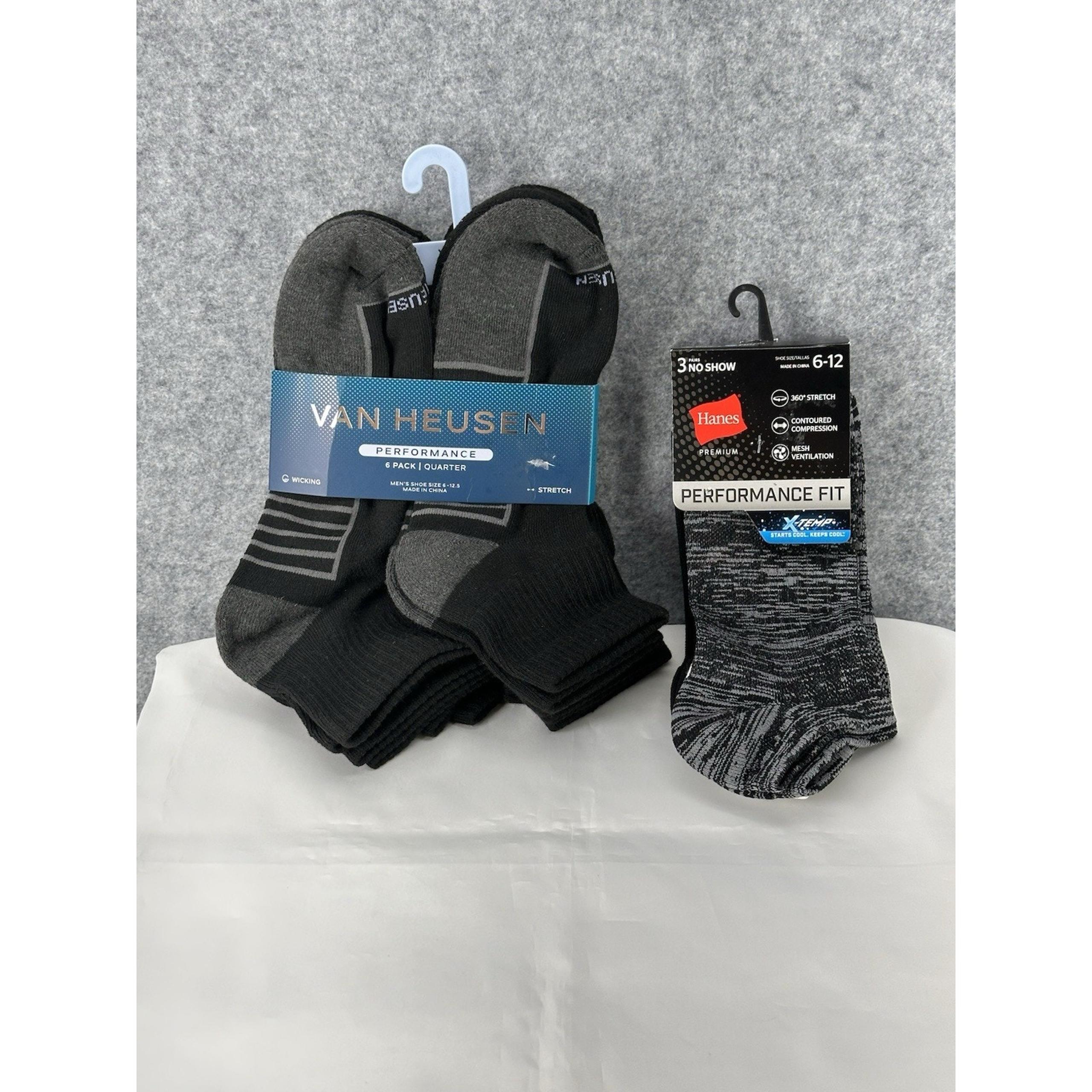 Lot Of 9 Men’s Socks Size 6-12 Van Heusen Quarter Cut + Hanes No Show NWT Vented