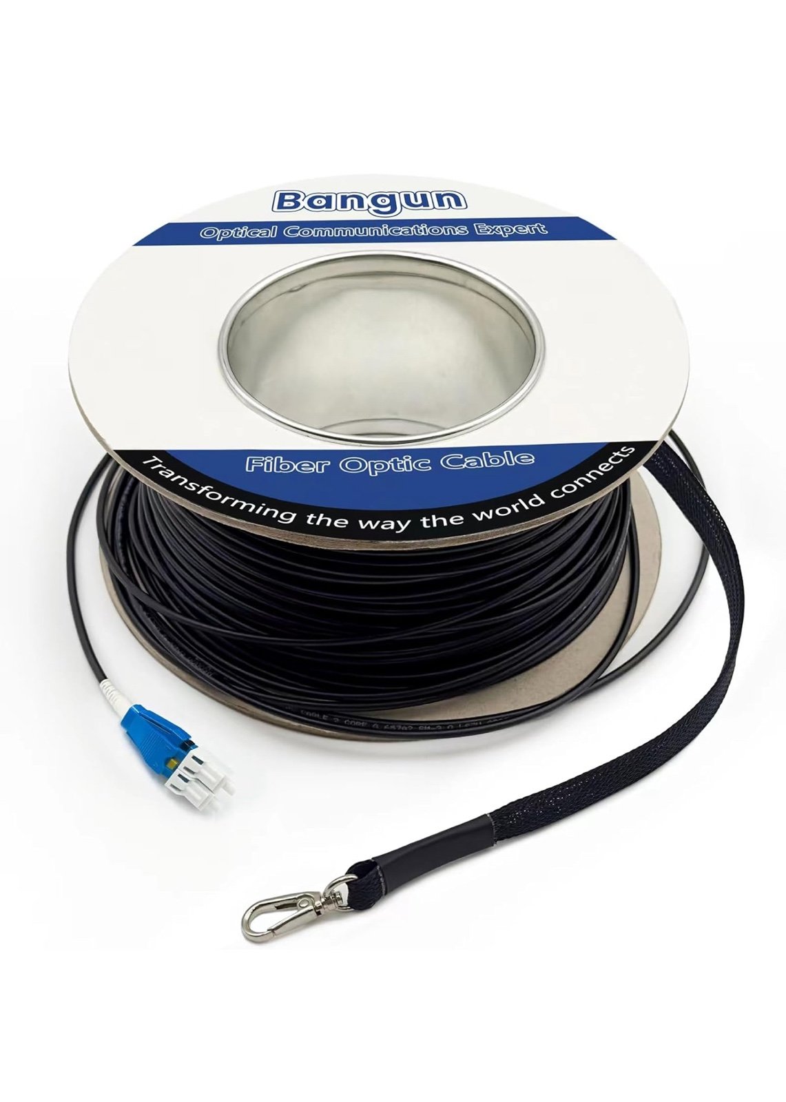 300ft Uniboot LC to LC Outdoor Armored Fiber Patch Cable with Pulling Eye, Low F