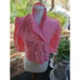 VTG 80s Red Striped SHIRT SKIRT Outfit DOUBLE BREASTED Stand-Up Collar Sz 9