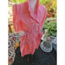 VTG 80s Red Striped SHIRT SKIRT Outfit DOUBLE BREASTED Stand-Up Collar Sz 9