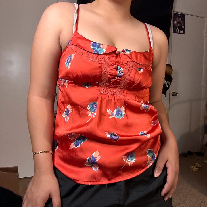 2000s american eagle silk floral cami