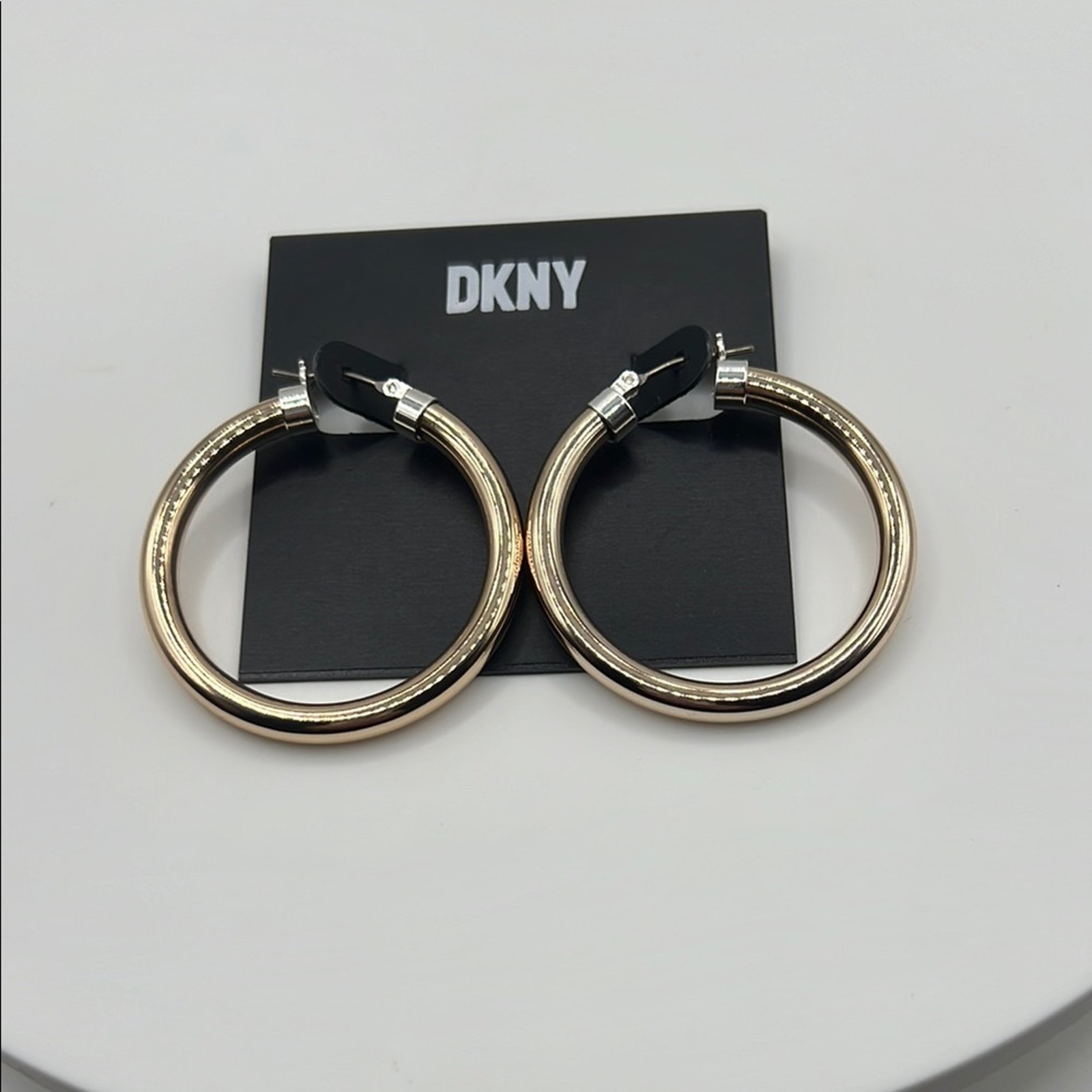 DKNY Gold Hoop Earrings with Silver Accents