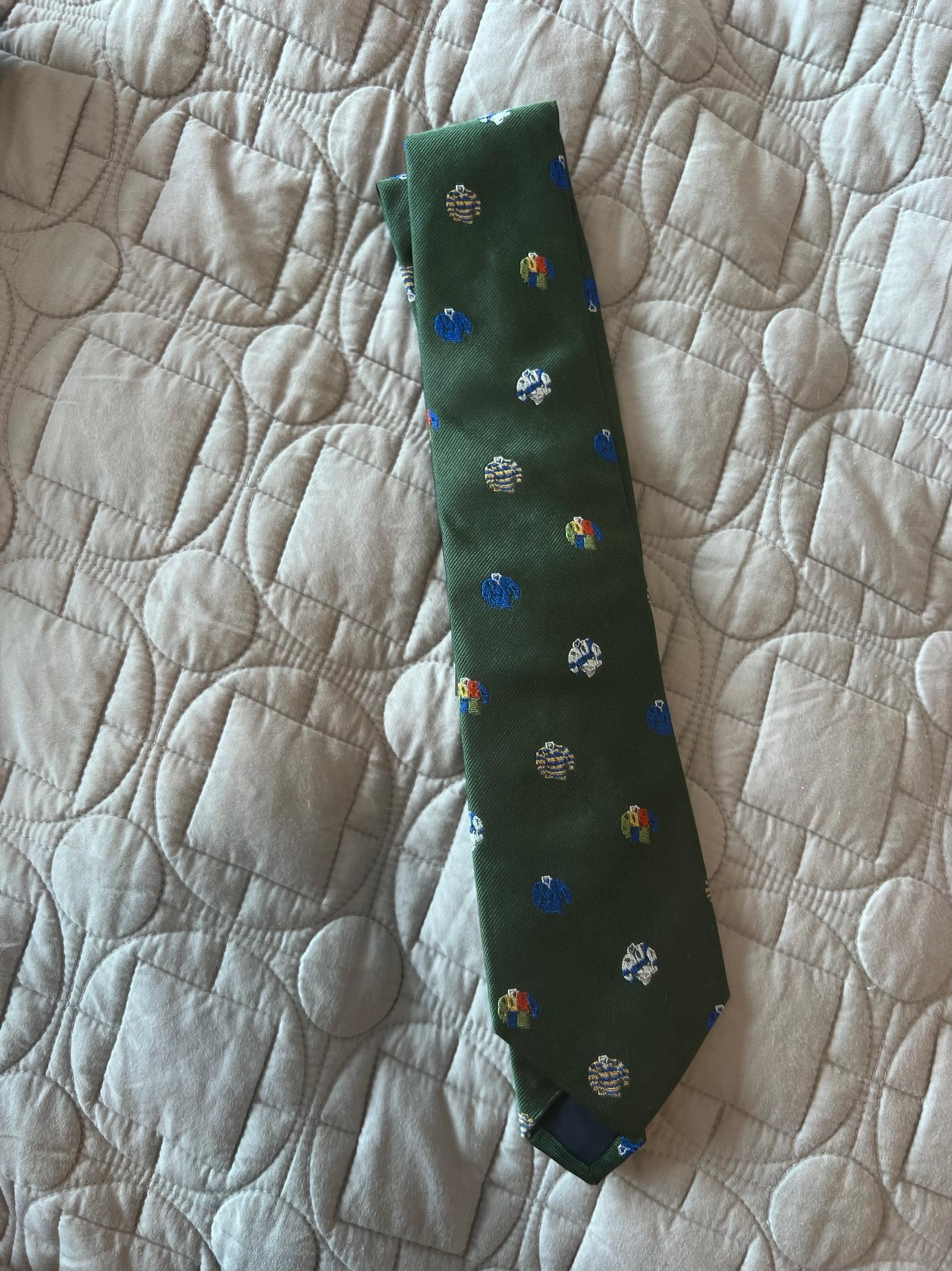J. Crew Green and Blue Silk Tie with Pattern