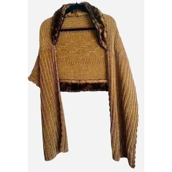 Vintage Hand-knit Chenille & Faux Mink Wrap