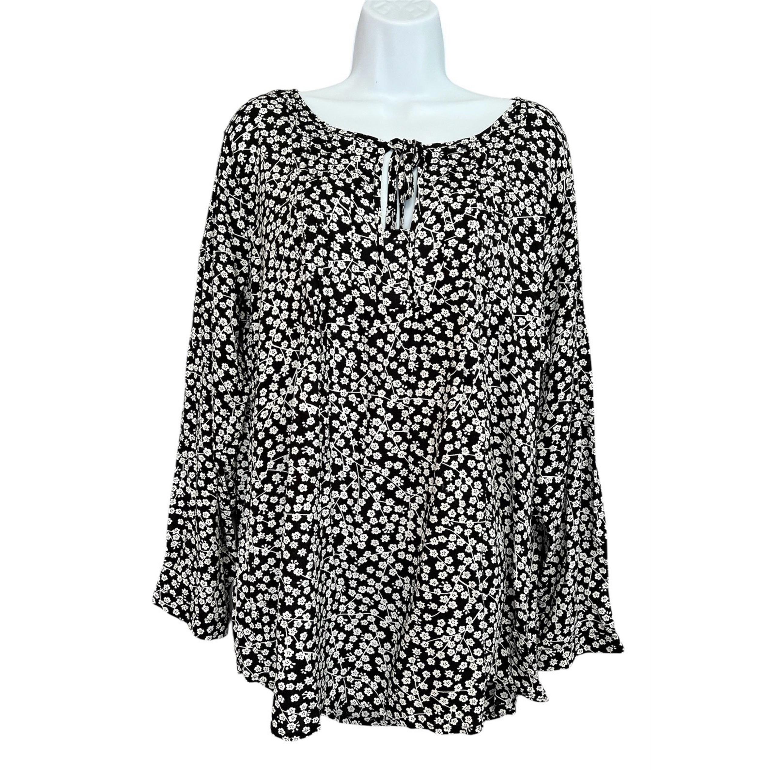 Suzanne Betro Top Blouse Tunic Sz 2X Plus Black White  NWT Women's