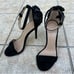 Tory Burch Black Suede Jules Floral Appliquè Ankle Strap Open Toe Sandals