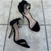 Tory Burch Black Suede Jules Floral Appliquè Ankle Strap Open Toe Sandals