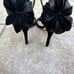 Tory Burch Black Suede Jules Floral Appliquè Ankle Strap Open Toe Sandals
