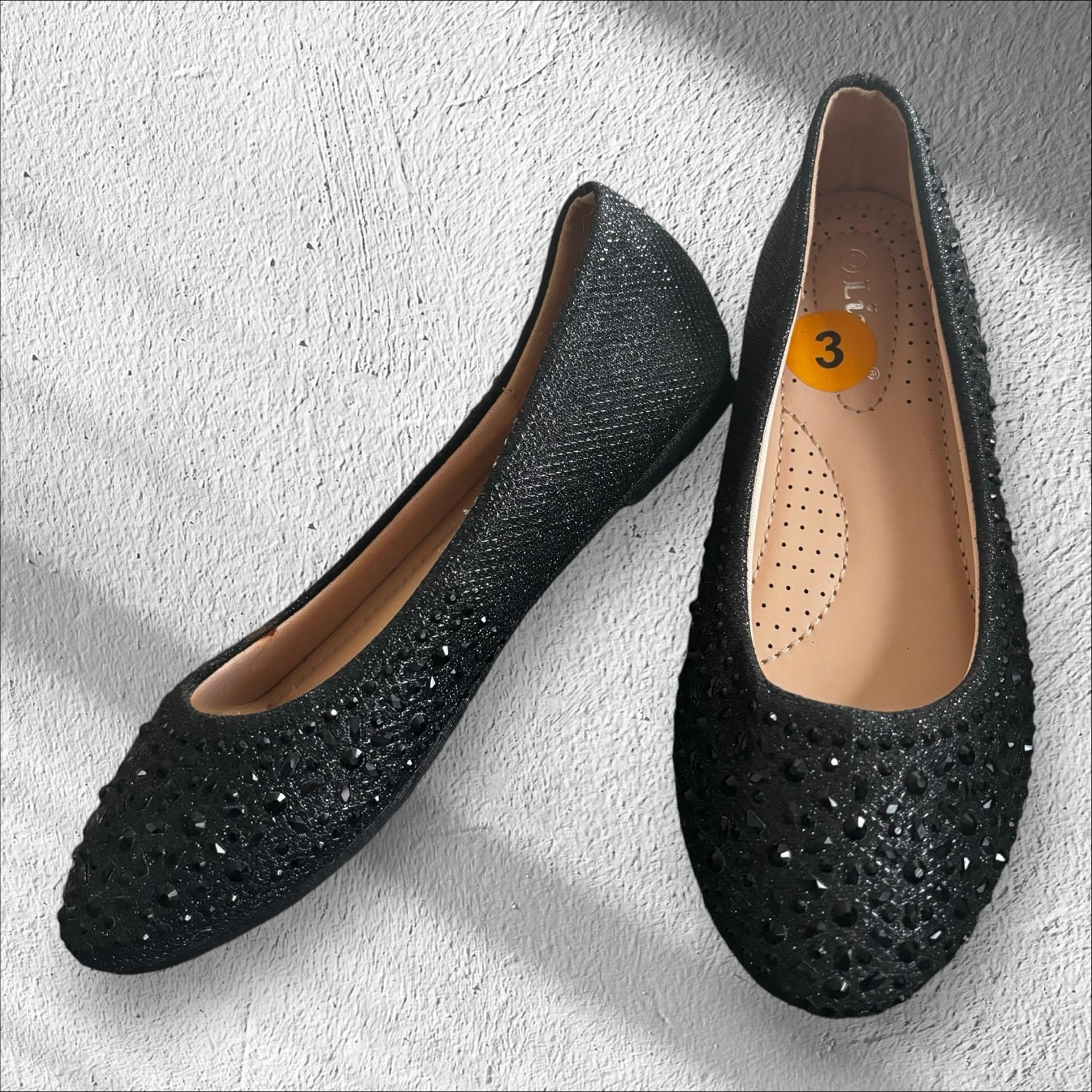 Girls Black SPARKLE/RHINESTON Shoes/Slip On Shoes/Dress Shoes Size 3 Link Brand