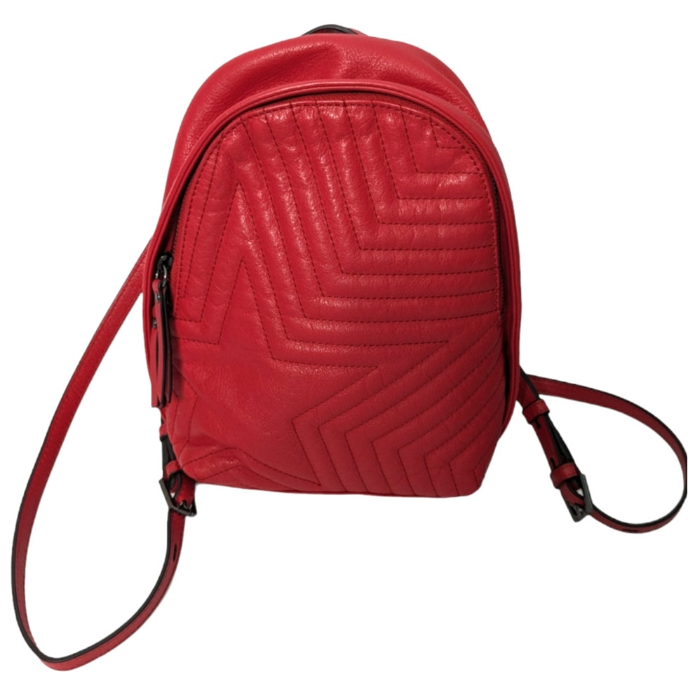 Botkier Red Quilted Leather Star Moto Mini Backpack Crossbody Bag