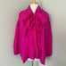Alexander McQueen Pink Silk Bow Collar Blouse Size L Button Up Made in Italy