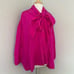 Alexander McQueen Pink Silk Bow Collar Blouse Size L Button Up Made in Italy