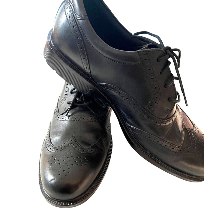 ROCKPORT Mens Black Leather Shoe size 11.5 Noah Wingtip Walking, Laced, Flexible