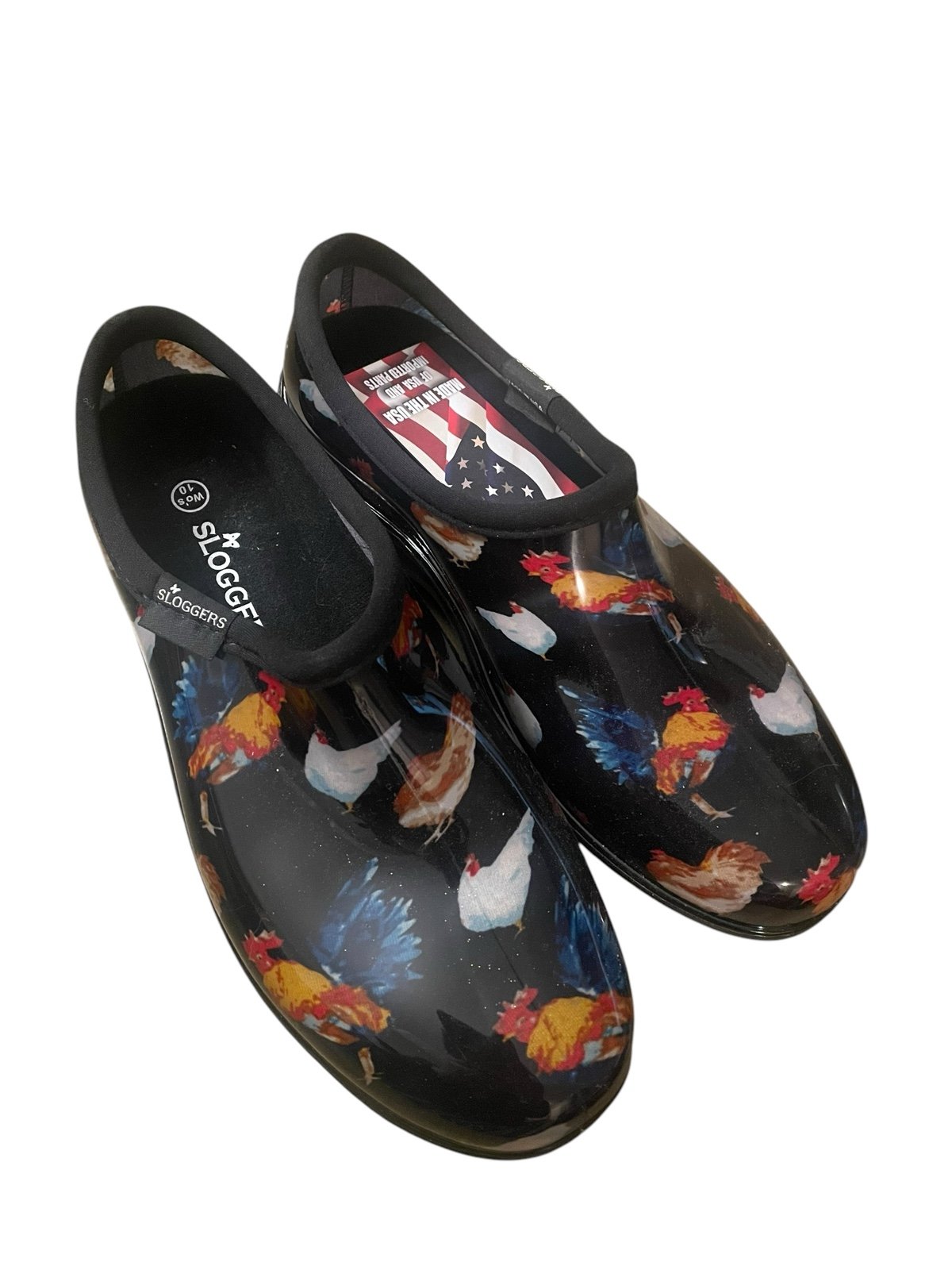 Sloggers Women’s 10 Chicken Rooster Waterproof Garden Shoes Clogs Rainshoes Farm