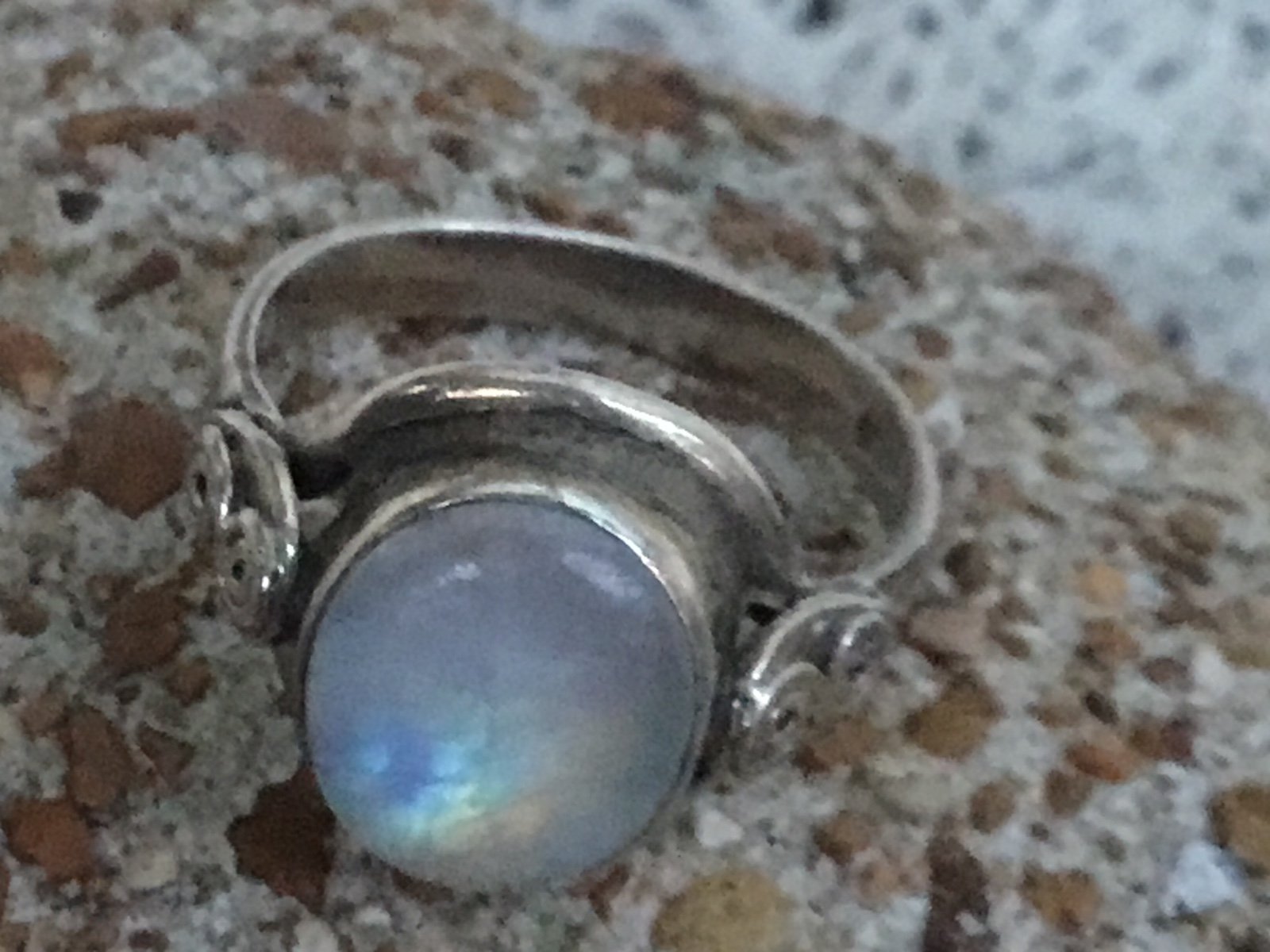 Sterling silver ring with bezel set moonstone