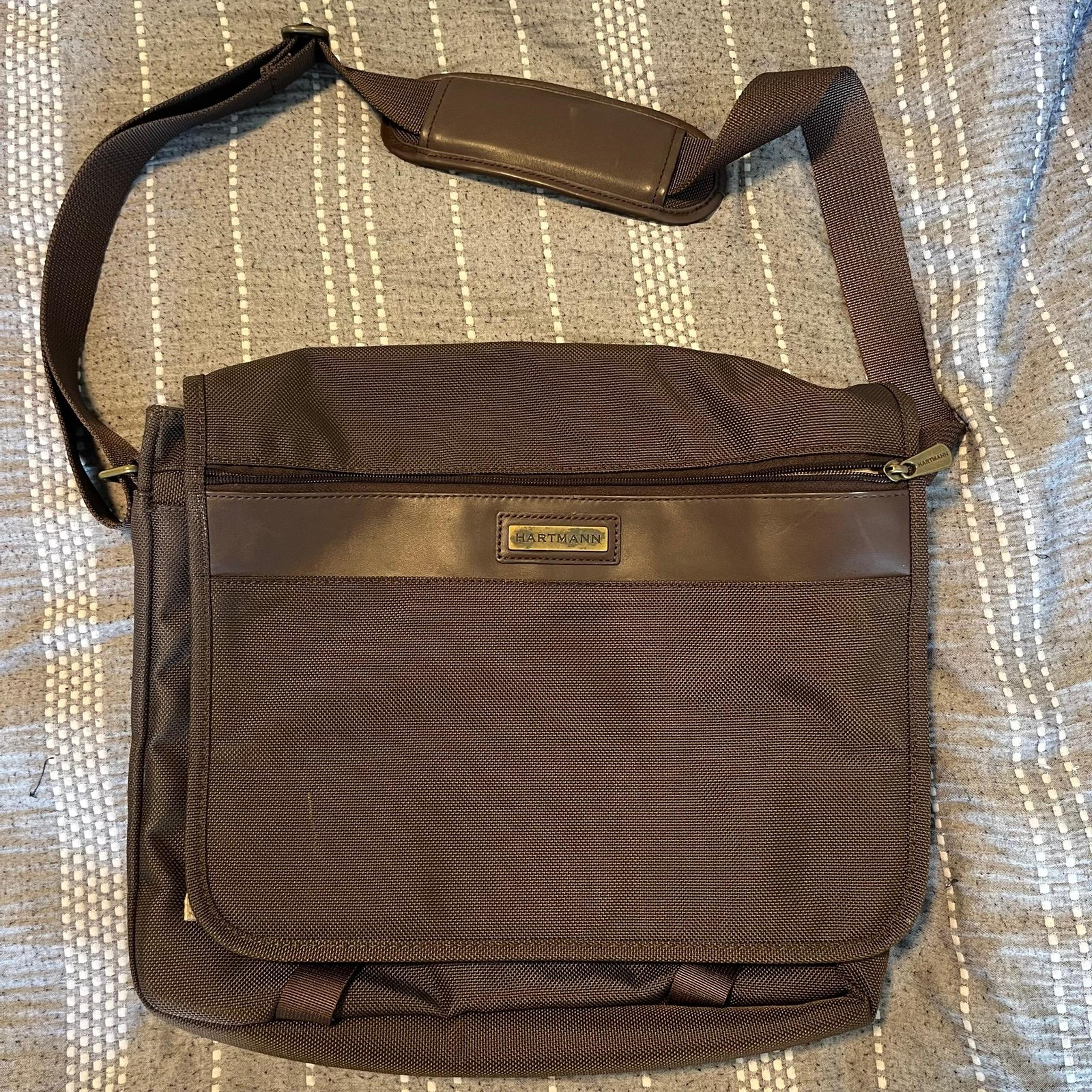 Hartmann Bag Chocolate Brown Laptop Briefbag Crossbody Work Leather