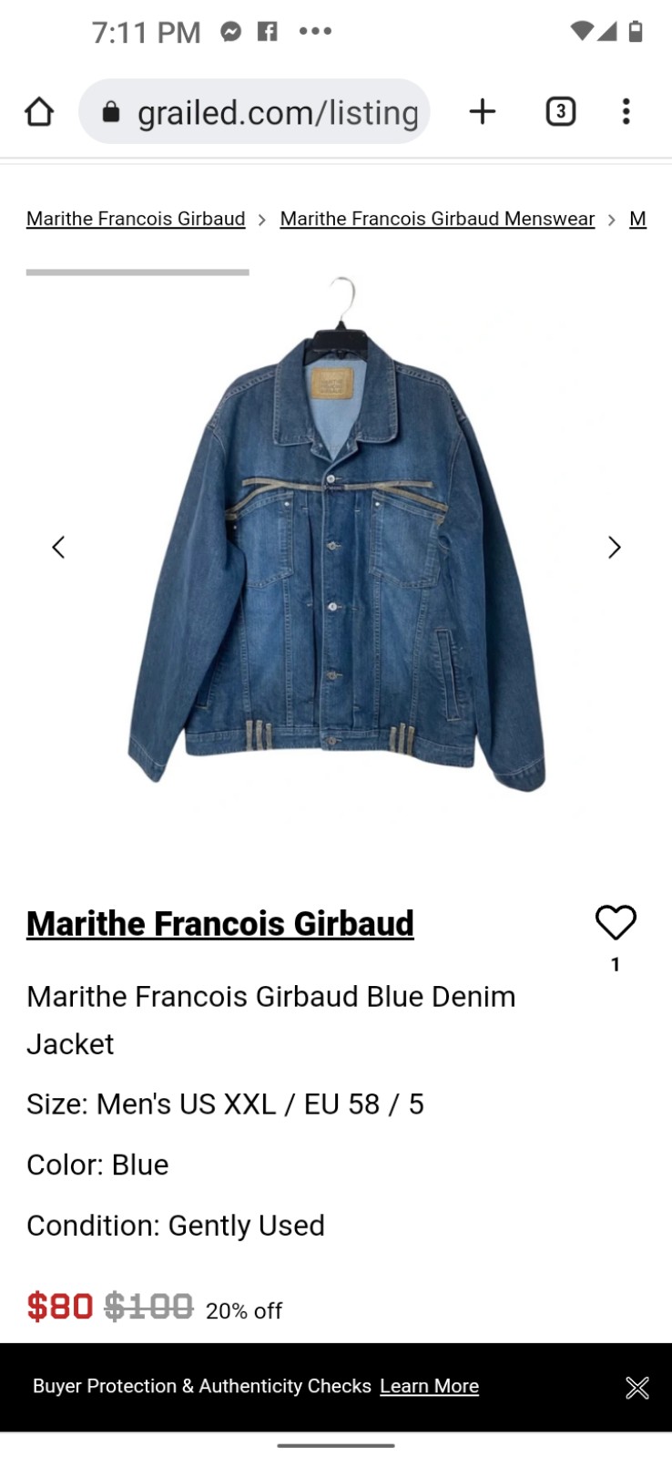MARITHE FRANCOIS GIRBAUD jacket SIZE XXL