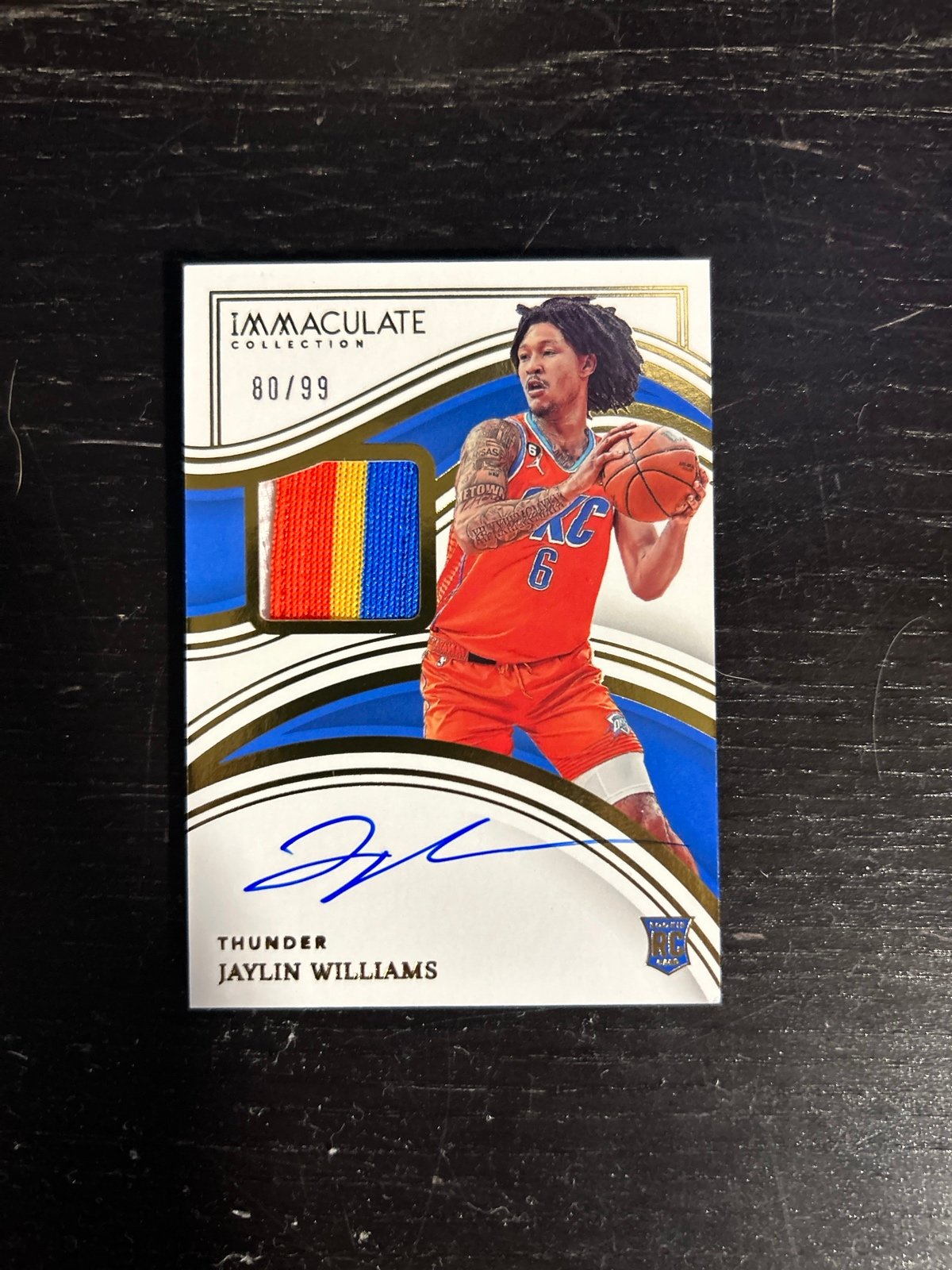 Panini Jaylin Williams RPA #/99 Immaculate Rookie Patch On Card Auto