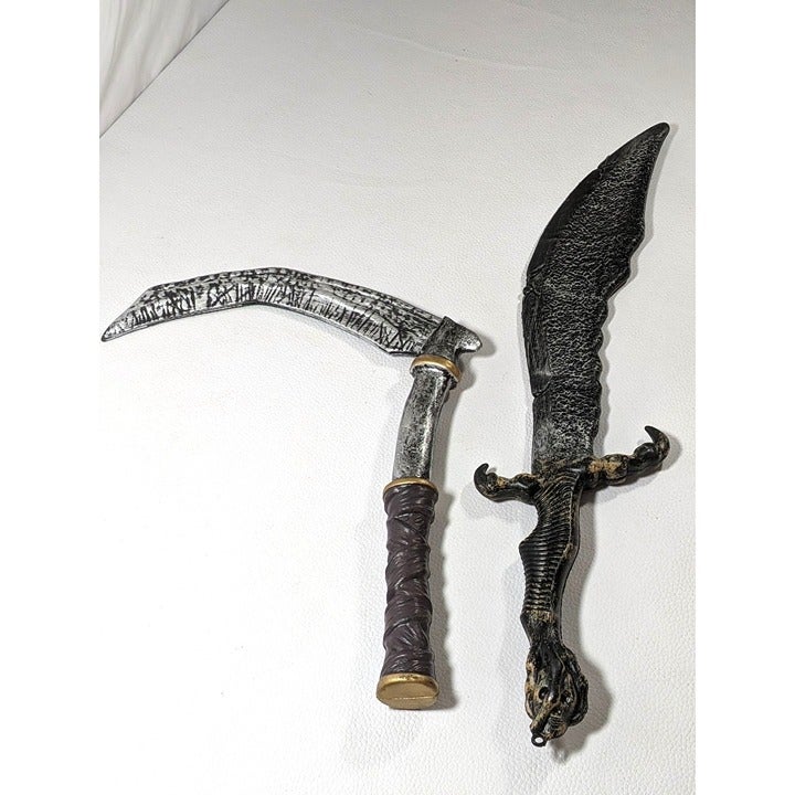 Calfornia Costume Company Sword Scythe Plastic Detailed Handles 24 Inch 17 Inch